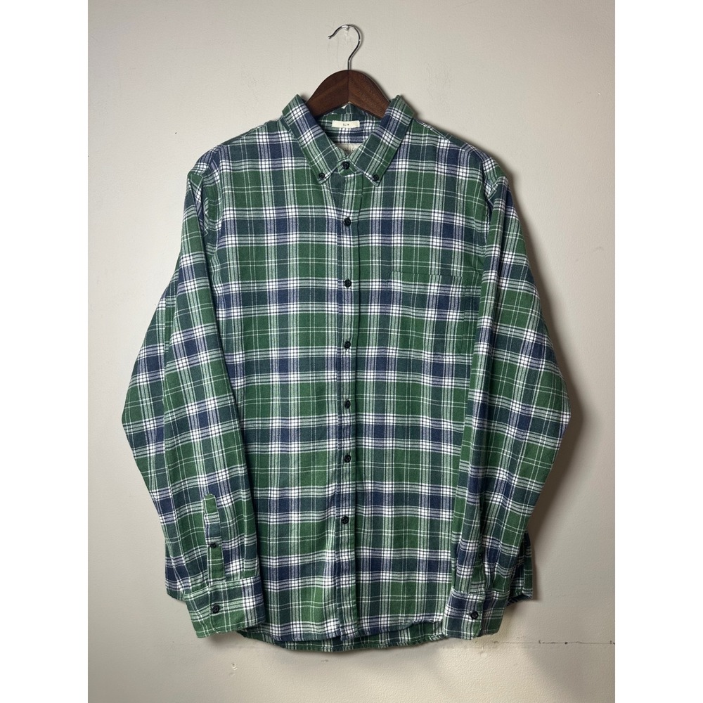 🎃Hawker Rye Green Navy Plaid Authentic Flannel Slim Fit Shirt Large